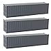 Evemodel 3pcs HO Scale Undecorated 40 ft Shipping Containers 187 Deep Gray Ribbed Side Container C8740DGr - Image 3