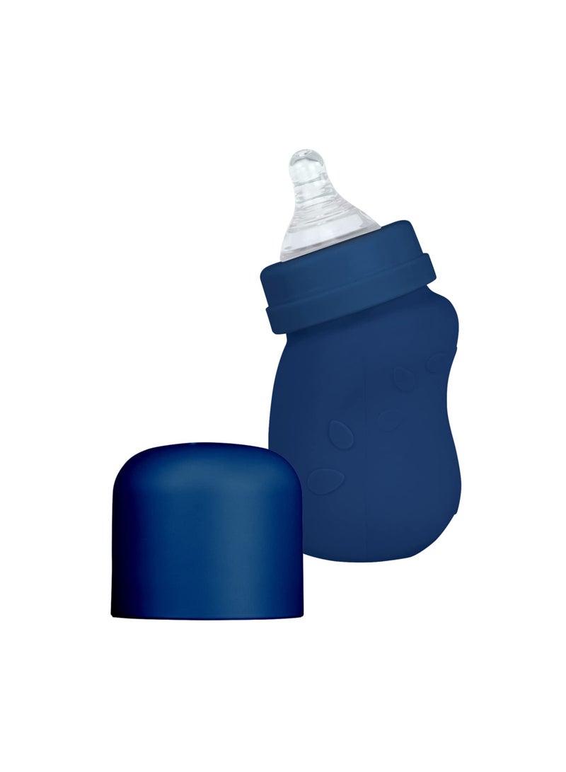 green sprouts Baby Bottle Glass W Silicone Cover-5Oz-Navy-0Mo+, Piece Of 1