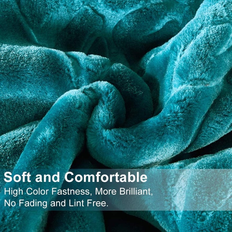 JML Fleece Blanket King Size, Heavy Korean Mink Blanket 85 X 95 Inches- 9 Lbs, Single Ply, Soft and Warm, Thick Raschel Printed Mink Blanket for Autumn,Winter,Bed,Home,Gifts, Teal - Image 5