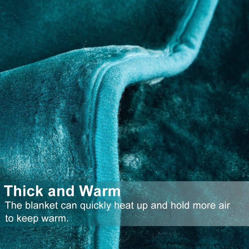 JML Fleece Blanket King Size, Heavy Korean Mink Blanket 85 X 95 Inches- 9 Lbs, Single Ply, Soft and Warm, Thick Raschel Printed Mink Blanket for Autumn,Winter,Bed,Home,Gifts, Teal - Image 4