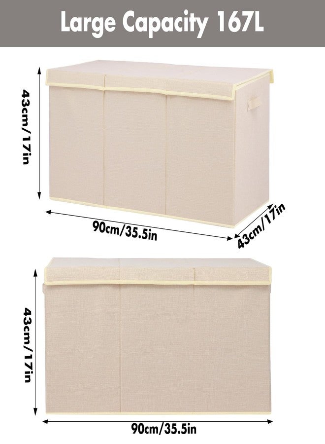 popoly Extra Large Toy Box 167L, Sturdy Toy Storage Chest Organizer Bin Baskets with 2 Removable Divider for Boys, Girls, Kids, Nursery, Bedroom, Playroom, 35.5"x17" x17" (Linen Beige) - Image 4