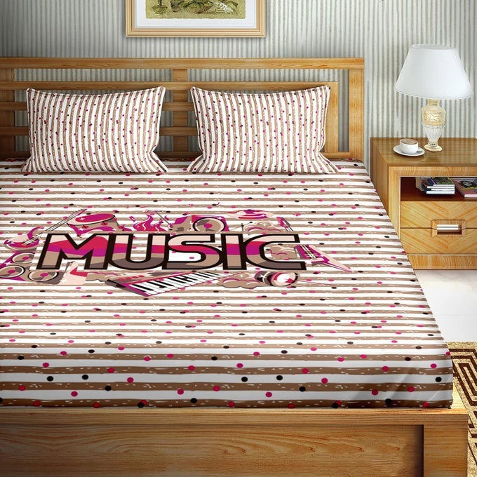 DOUBLE BEDSHEET WITH 2 PILLOW COVERS 150 TC COTTON MEGENTA BROWN COLOUR MYSTERIOUS COLLECTION