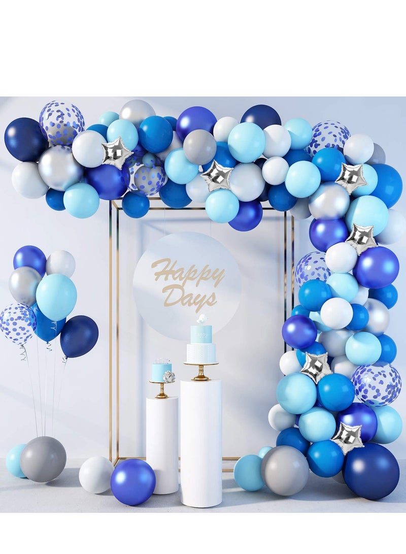 Excefore Navy Blue Silver Balloons Arch Kit 144 PCS Balloon Garland - Image 1