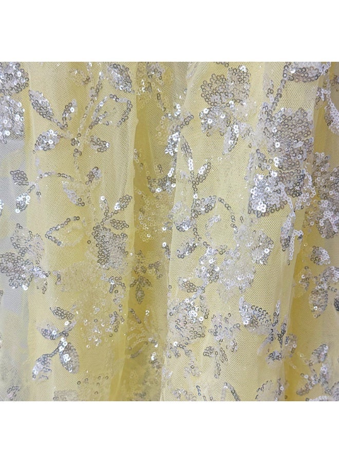 Yellow Glitter Sequin Fabric 1m Length ×1.3m Width, Sequin Cloth for Costume & Dress Sewing, Wedding Backdrop, Tablecloth, Table Runner & Home Party Decoration - Image 4