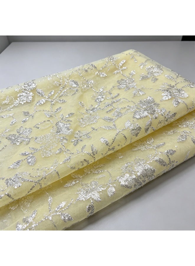 Yellow Glitter Sequin Fabric 1m Length ×1.3m Width, Sequin Cloth for Costume & Dress Sewing, Wedding Backdrop, Tablecloth, Table Runner & Home Party Decoration - Image 5