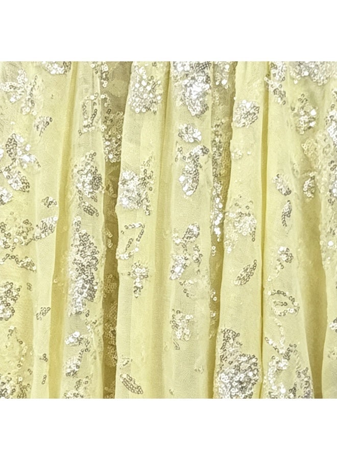 Yellow Glitter Sequin Fabric 1m Length ×1.3m Width, Sequin Cloth for Costume & Dress Sewing, Wedding Backdrop, Tablecloth, Table Runner & Home Party Decoration - Image 3