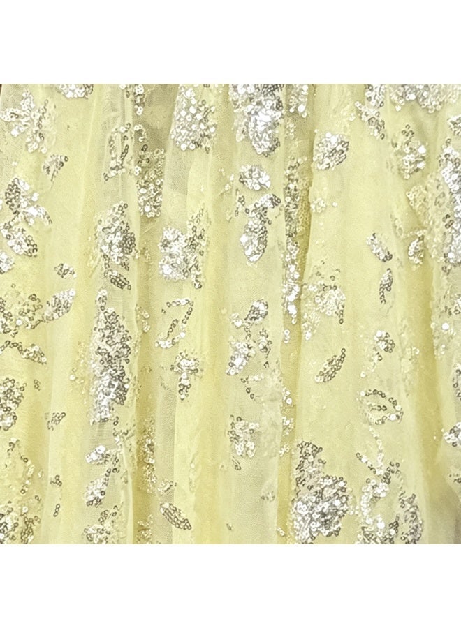 Yellow Glitter Sequin Fabric 1m Length ×1.3m Width, Sequin Cloth for Costume & Dress Sewing, Wedding Backdrop, Tablecloth, Table Runner & Home Party Decoration - Image 2