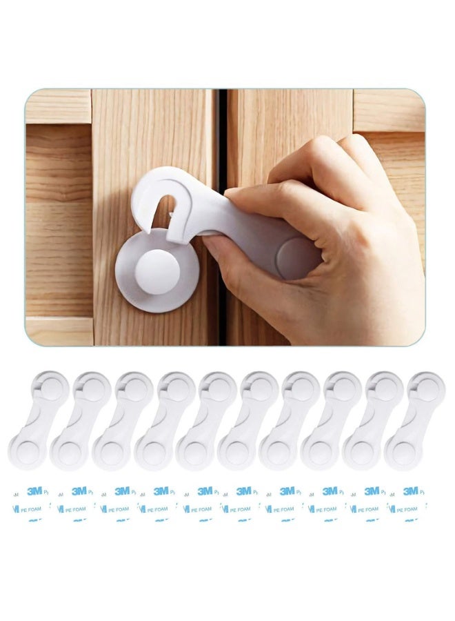 Gonice Child Safety Cabinet Locks (10 Pcs) - Baby Proofing Latches Lock for Drawers, Toilet Seat, Fridge, Oven (White) - Image 1