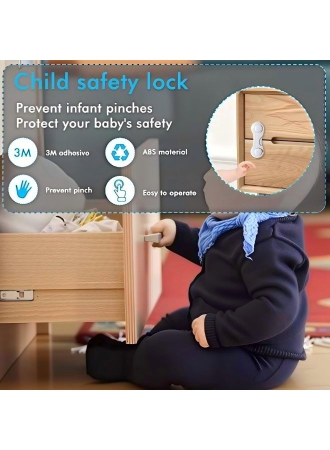 Gonice Child Safety Cabinet Locks (10 Pcs) - Baby Proofing Latches Lock for Drawers, Toilet Seat, Fridge, Oven (White) - Image 2