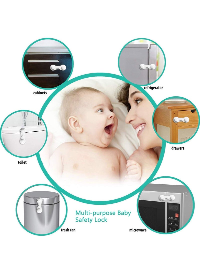 Gonice Child Safety Cabinet Locks (10 Pcs) - Baby Proofing Latches Lock for Drawers, Toilet Seat, Fridge, Oven (White) - Image 5