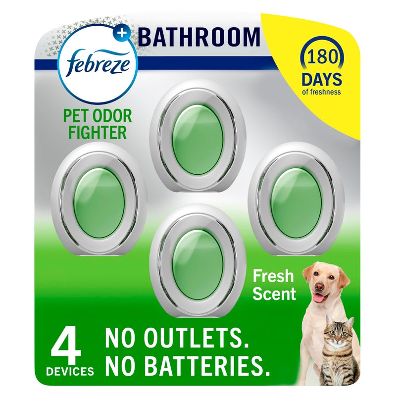 Febreze Bathroom Air Freshener, Odor-Fighting, Plug In Alternative, Air Fresheners for Home and Bathroom and Kitchen, Closet Air Fresheners, Heavy Duty Pet Scent, 4 Count - Image 1