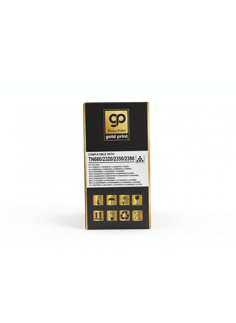 طباعة الذهب Gold Print Premium Toner Cartridge TN660, 2320, 2350, 2380 Compatible For  Brother HL-L2300D, HL-L2365DW, HL-L2340DW, HL-L2320D, HL-L2360DW, HL-L2380DW, HL-L2360DN, HL-L2300DR,  HL-L2340DWR, HL-L2360DNR, HL-L2365DWR, DCP-L2500D, DCP-L2520DW, DCP-L2540DN, DCP-L2520D, DCP-L2540DW, DCP-L2560DW, DCP-L2500DR, DCP-L2520DWR, DCP-L2540DNR, DCP-L2560DWR, MFC-L2700D, MFC-L2700DW, MFC-L2720DW, MFC-L2740DW, MFC-L2740DWR, MFC-L2720DWR, MFC-L2700DWR, HL-L2366DW, HL-L2361DN, HL-L2321D, MFC-L2701DW, DCP-L2520D, MFC-L2701D, Toner: Refined toner is infinitely close to original toner to achieve high color printing. - Image 3