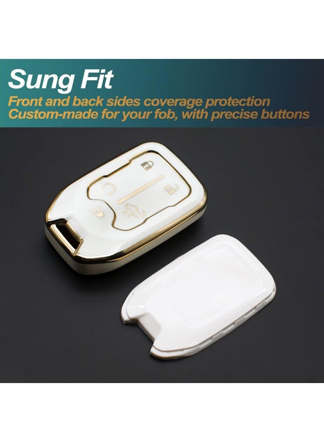 FEYOUN Key Fob Cover Compatible with Chevy Chevrolet Silverado GMC Sierra 1500 2500 3500 HD Limited Smart 5 Buttons TPU Remote Keyless Key Fob Case Protection Shell Accessories, White - Image 3