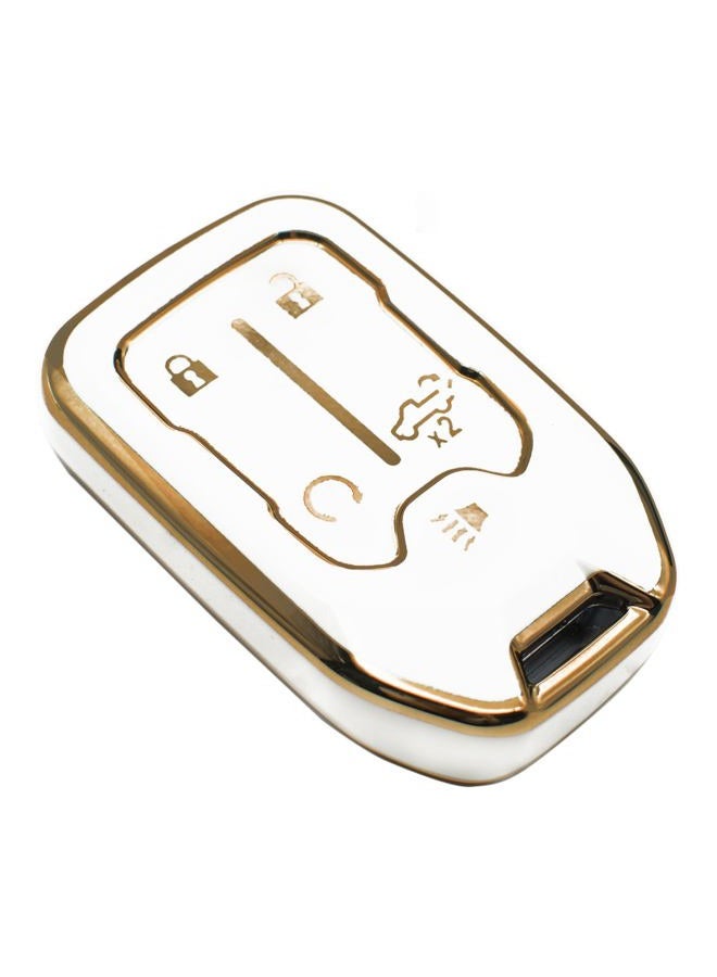 FEYOUN Key Fob Cover Compatible with Chevy Chevrolet Silverado GMC Sierra 1500 2500 3500 HD Limited Smart 5 Buttons TPU Remote Keyless Key Fob Case Protection Shell Accessories, White - Image 1