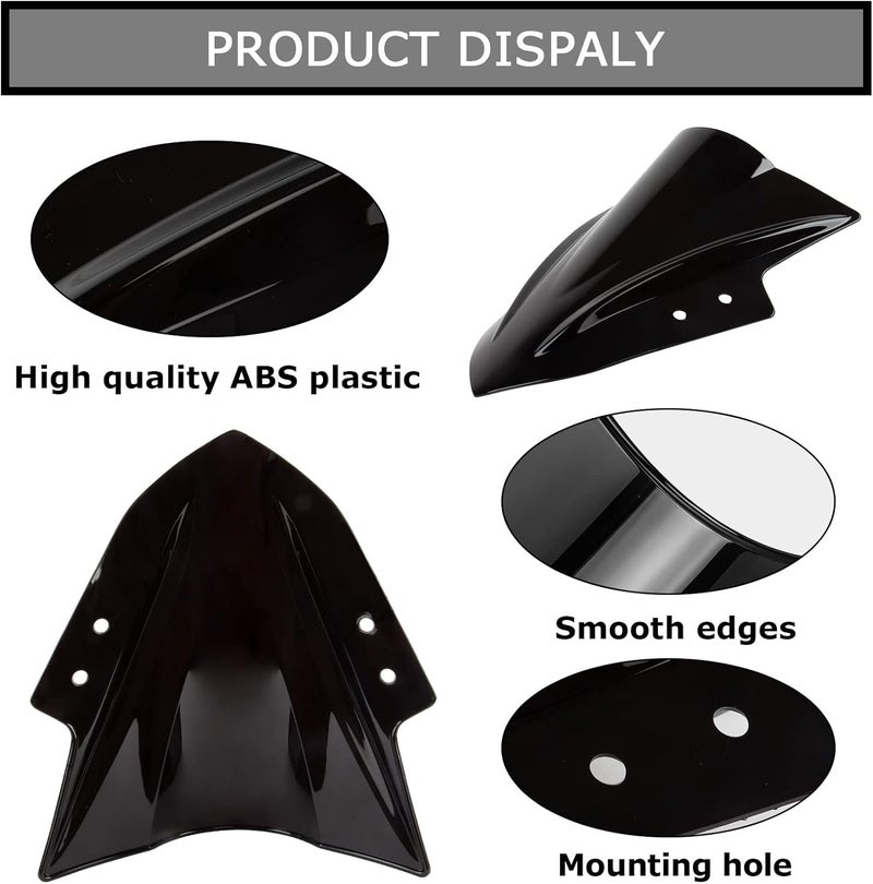psler Windscreen Windshield Double Bubble for Ninja EX300R 2013-2017 - Black - Image 4