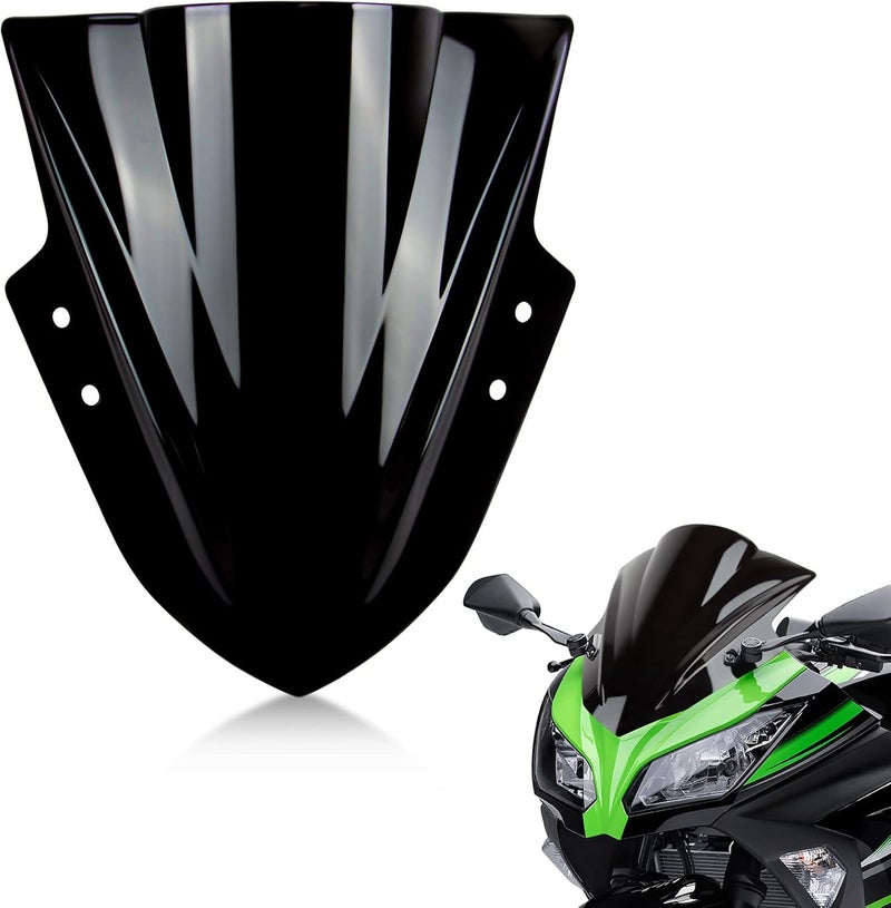 psler Windscreen Windshield Double Bubble for Ninja EX300R 2013-2017 - Black - Image 1