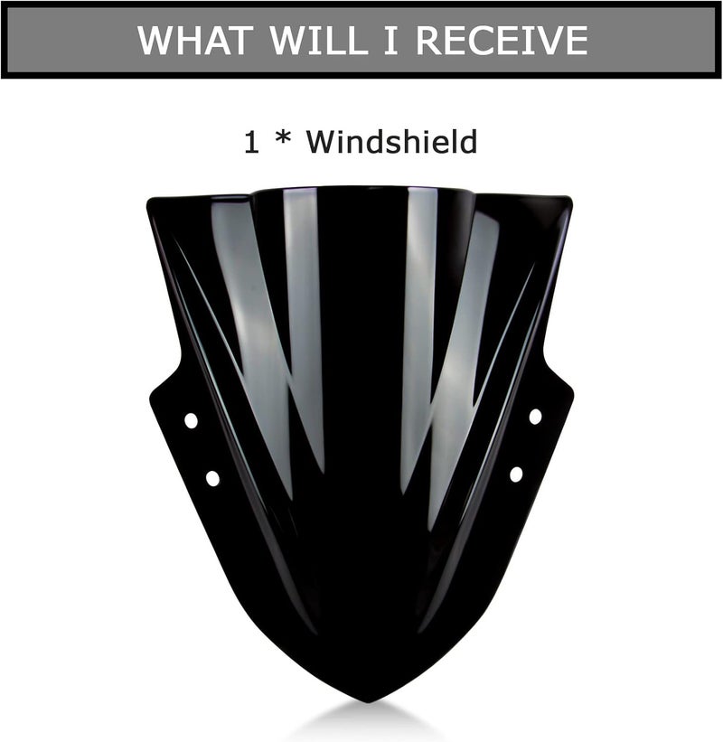 psler Windscreen Windshield Double Bubble for Ninja EX300R 2013-2017 - Black - Image 5