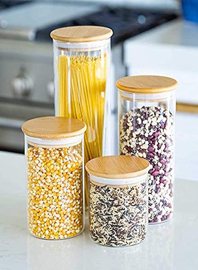 Simpli-Magic 79391 Glass Food Storage Containers with Bamboo Lids (Set of 4) Kitchen Canisters - Candy, Cookie, Rice, Spice Jars, Sugar, Flour Container - Airtight Food Jar for Pantry - Image 3