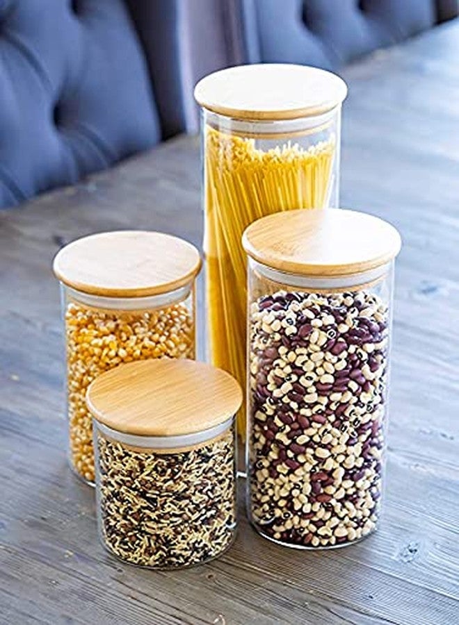 Simpli-Magic 79391 Glass Food Storage Containers with Bamboo Lids (Set of 4) Kitchen Canisters - Candy, Cookie, Rice, Spice Jars, Sugar, Flour Container - Airtight Food Jar for Pantry - Image 4