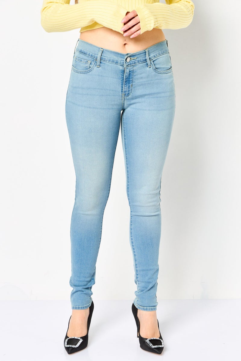 Levi's Women Supper Skinny Washed Stretchable Jeans, Light Blue - Image 1