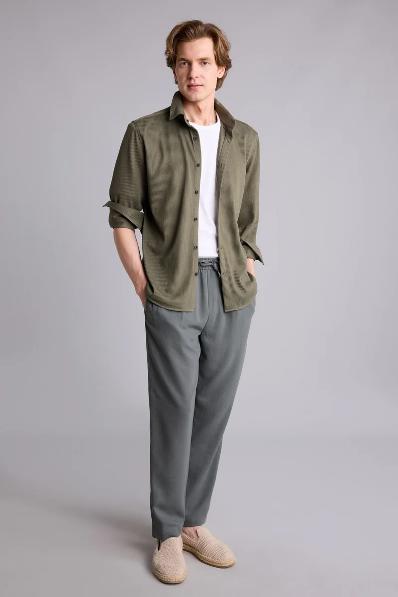 Relax Fit Ankle Length Linen Look Trousers