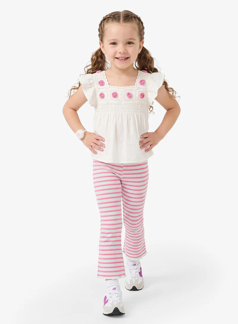 Pinata Pink Stripe Flared Leggings