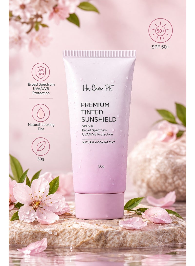 Her Choice PH Premium Tinted Sunshield SPF 50+ Broad Spectrum UVA/UVB – Natural-Looking Tint – 50g - Image 2