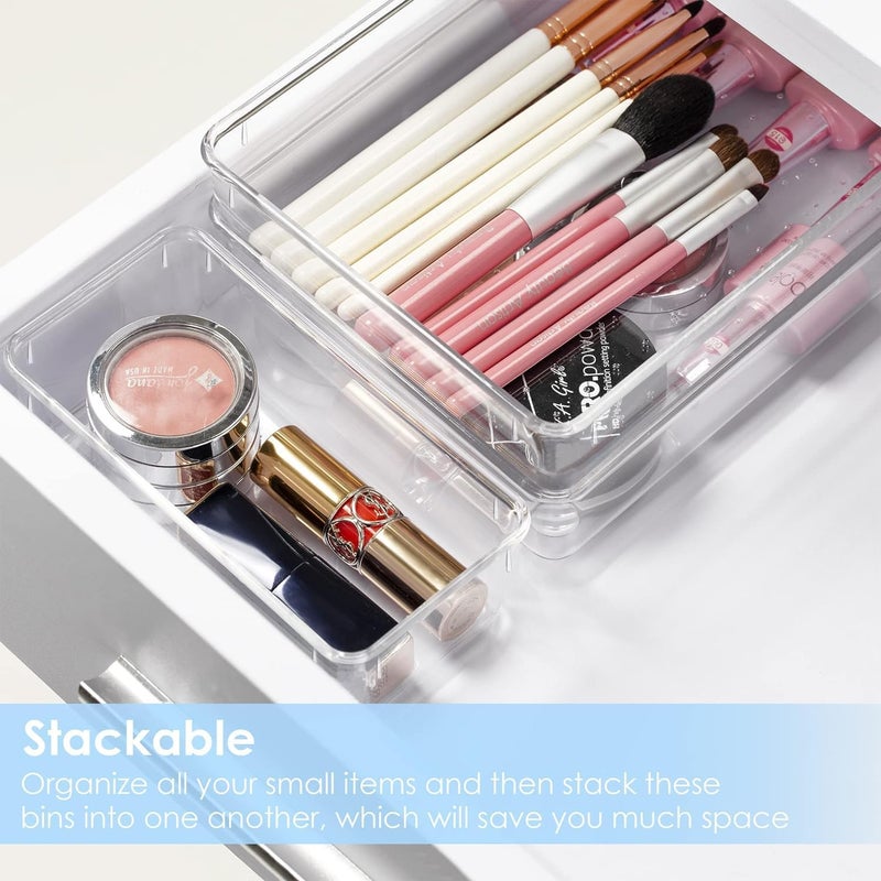 ROKTRY Drawer Organizer Set Dresser Desk Drawer Dividers,Multipurpose Plastic Storage Bins For Bathroom Vanity Cosmetic Makeup, Jewelries, Kitchen Gadgets And Office Accessories 13 psc - Image 5