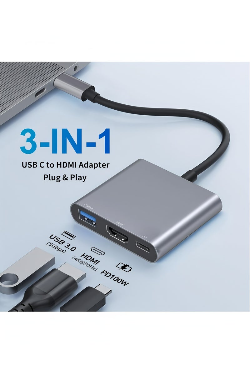 فليفيو محول USB-C إلى HDMI (4K) USB 3.0 وType-C أنثى لأجهزة MacBook وChromebook - Image 2