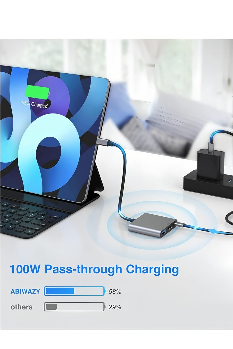 فليفيو محول USB-C إلى HDMI (4K) USB 3.0 وType-C أنثى لأجهزة MacBook وChromebook - Image 4