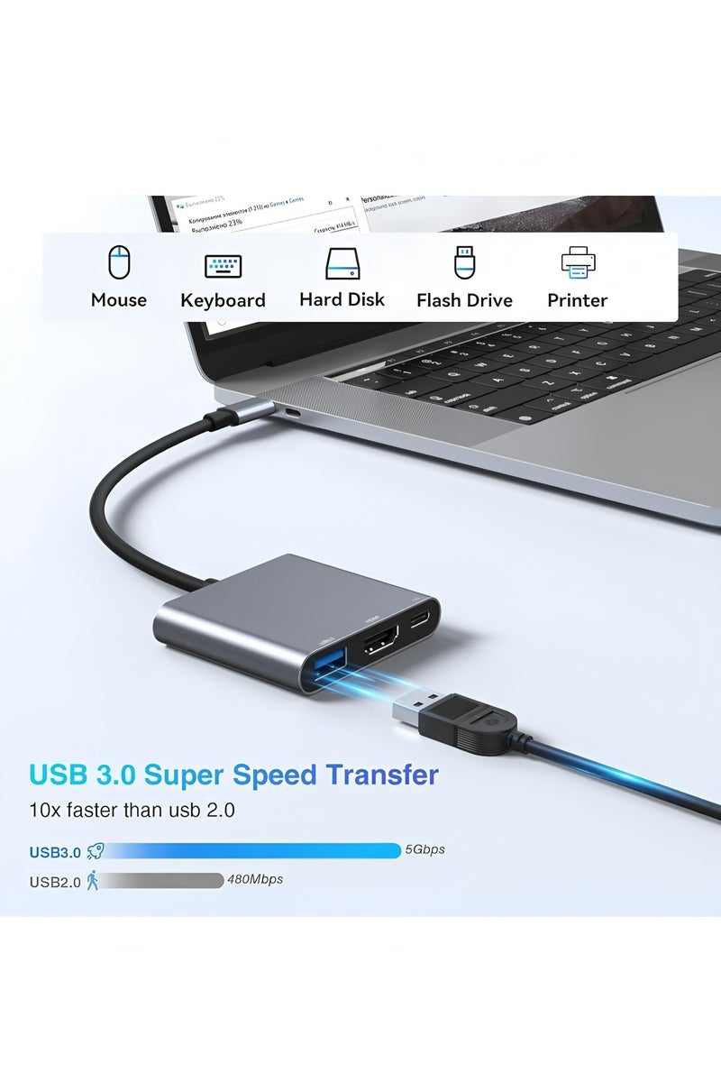 فليفيو محول USB-C إلى HDMI (4K) USB 3.0 وType-C أنثى لأجهزة MacBook وChromebook - Image 5