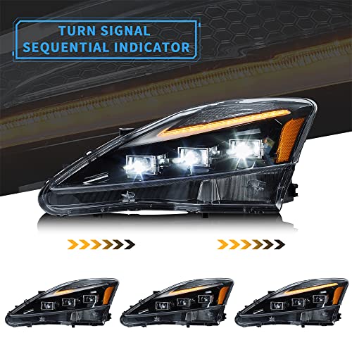 VLAND LED Headlights Compatible with Lexus IS250/ IS250C IS350 IS350C IS220d 2006-2012, ISF 2008-2014 Front Lamps w/Projector w/Amber Reflector - Image 4