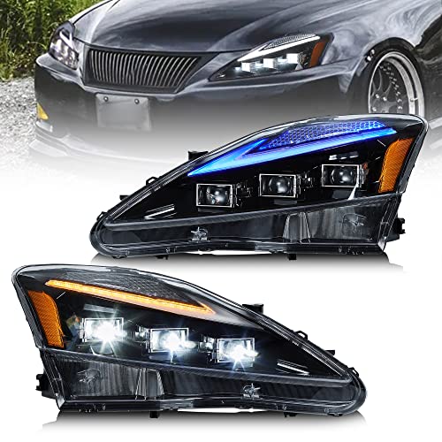 VLAND LED Headlights Compatible with Lexus IS250/ IS250C IS350 IS350C IS220d 2006-2012, ISF 2008-2014 Front Lamps w/Projector w/Amber Reflector - Image 1