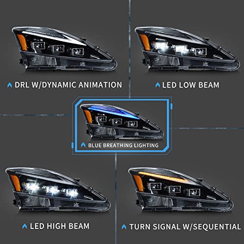 VLAND LED Headlights Compatible with Lexus IS250/ IS250C IS350 IS350C IS220d 2006-2012, ISF 2008-2014 Front Lamps w/Projector w/Amber Reflector - Image 3