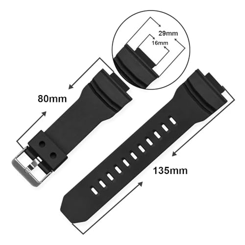 DBLACK ''CDS31'' 16mm Resin Watch Strap // Best Replacement/Compatible With Casio G-Shock GA-150, GA-200, GA-201, GA-300, GA-310 & GLX Series (Black) - Image 3