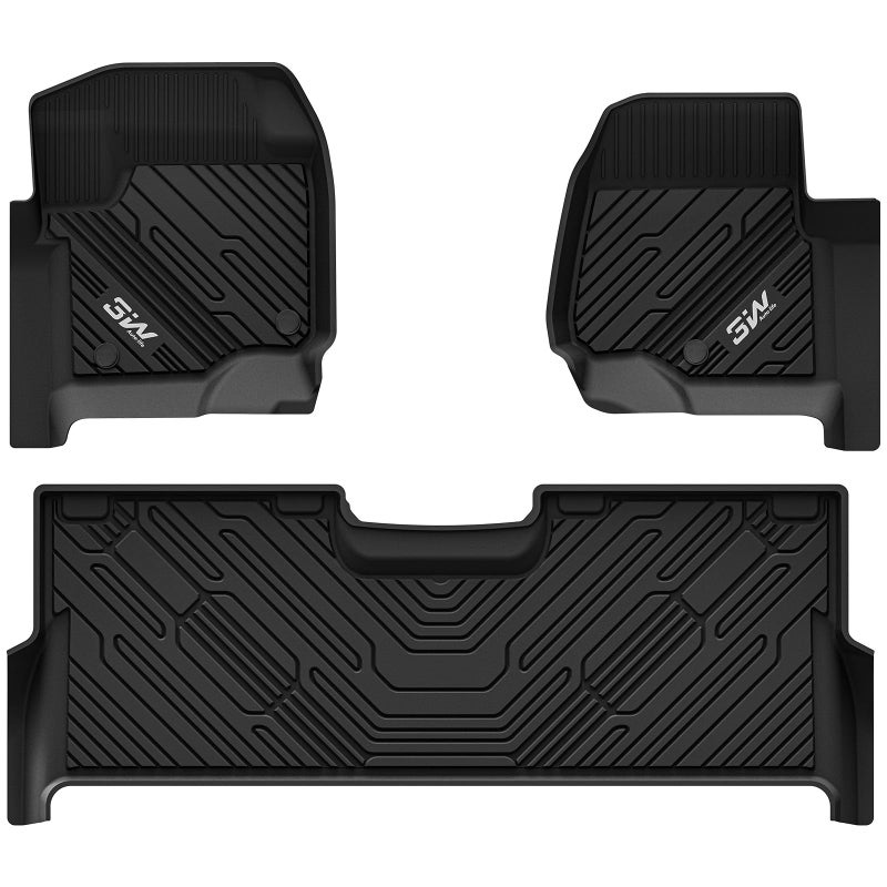 3W Floor Mats Fit for Ford F250 F350 F450 F550 2017-2025 2026 Super Duty Crew Cab Bucket Seat with Under Seat Storage, All Weather TPE Custom Fit F 250 Floor Liner(Not for Vinyl Floor), Upgraded - Image 1