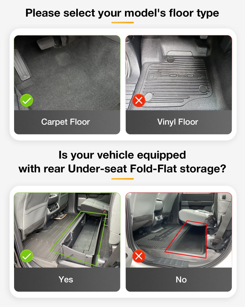 3W Floor Mats Fit for Ford F250 F350 F450 F550 2017-2025 2026 Super Duty Crew Cab Bucket Seat with Under Seat Storage, All Weather TPE Custom Fit F 250 Floor Liner(Not for Vinyl Floor), Upgraded - Image 4