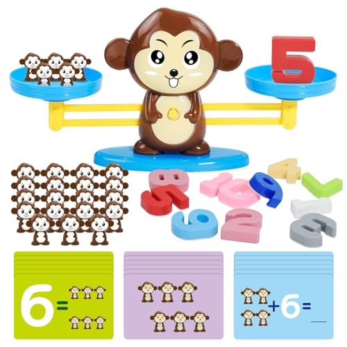 BAKAM Monkey Balance Scale Toy Number Counting Blocks Games Montessori Math Games for Kids 57 Preschool Kindergarten Learning Activities STEM Educational Toys for 3 Year Old - Image 1