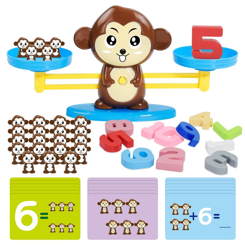 BAKAM Monkey Balance Scale Toy Number Counting Blocks Games Montessori Math Games for Kids 57 Preschool Kindergarten Learning Activities STEM Educational Toys for 3 Year Old - Image 3