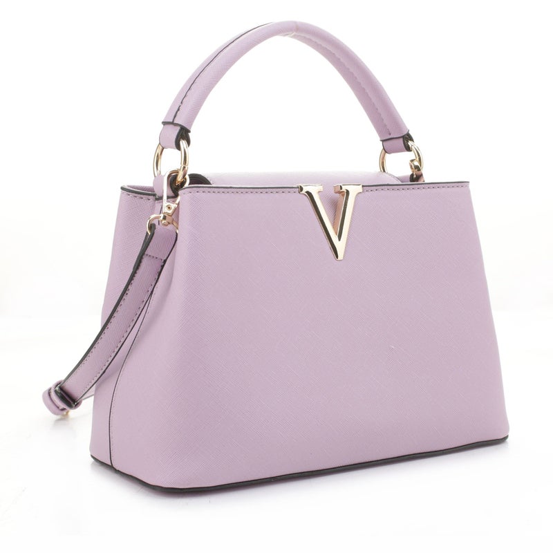EVVE Womens Small Satchel Bag Classic Top Handle Purses Fashion Crossbody Handbags with Shoulder Strap LILAC