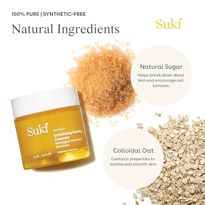 Suki Skincare Exfoliate Foaming Cleanser - With Natural Sugar & Colloidal Oat - Facial Exfoliator & Mechanical Exfoliant that Reduces Dry Skin Buildup While Promoting Radiant, Smooth, Soft Skin - 4 oz - Image 5