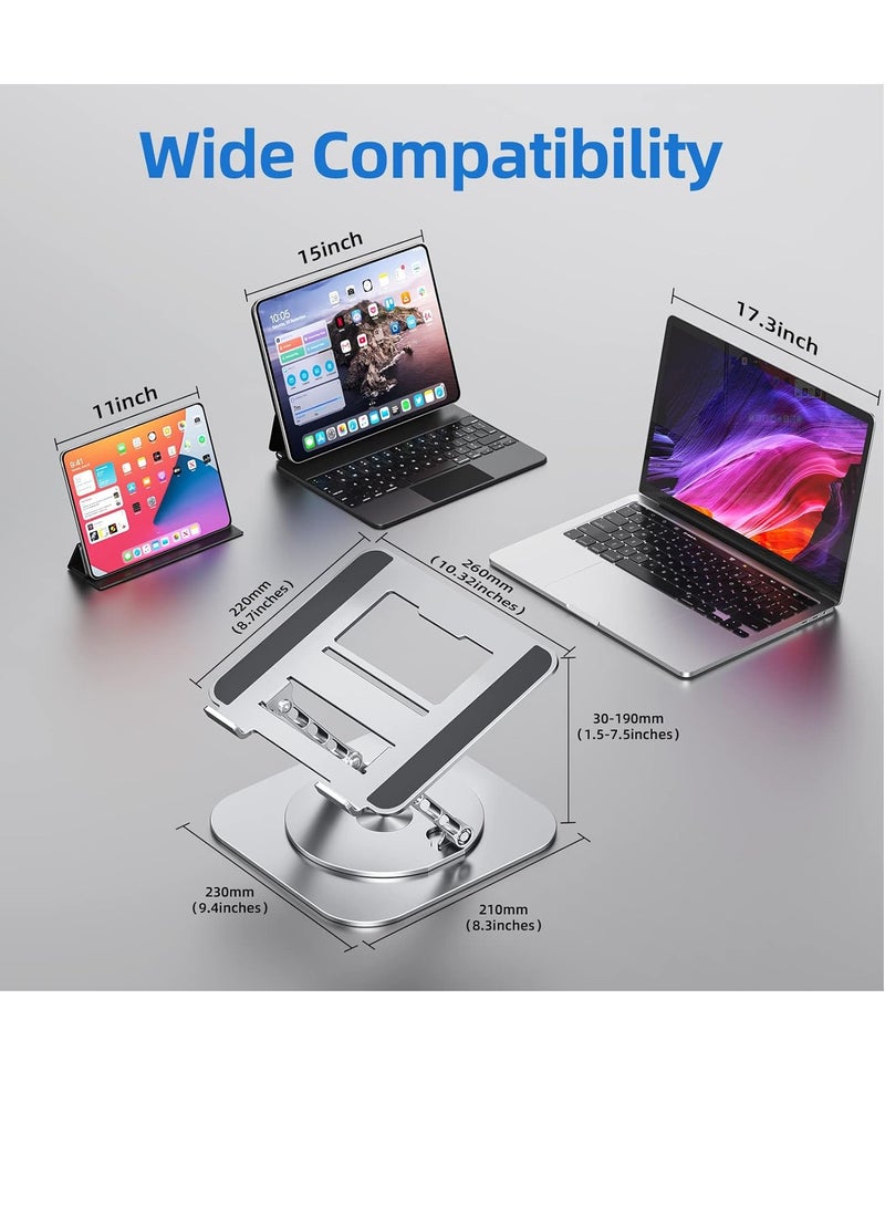 Adjustable Laptop Stand for Desk Ergonomic Laptop with 360 Degree Rotating Base Folding Notebook Compatible with Mac Air Pro Dell XPS and More 10-17 Inch Laptops Silver - Image 4