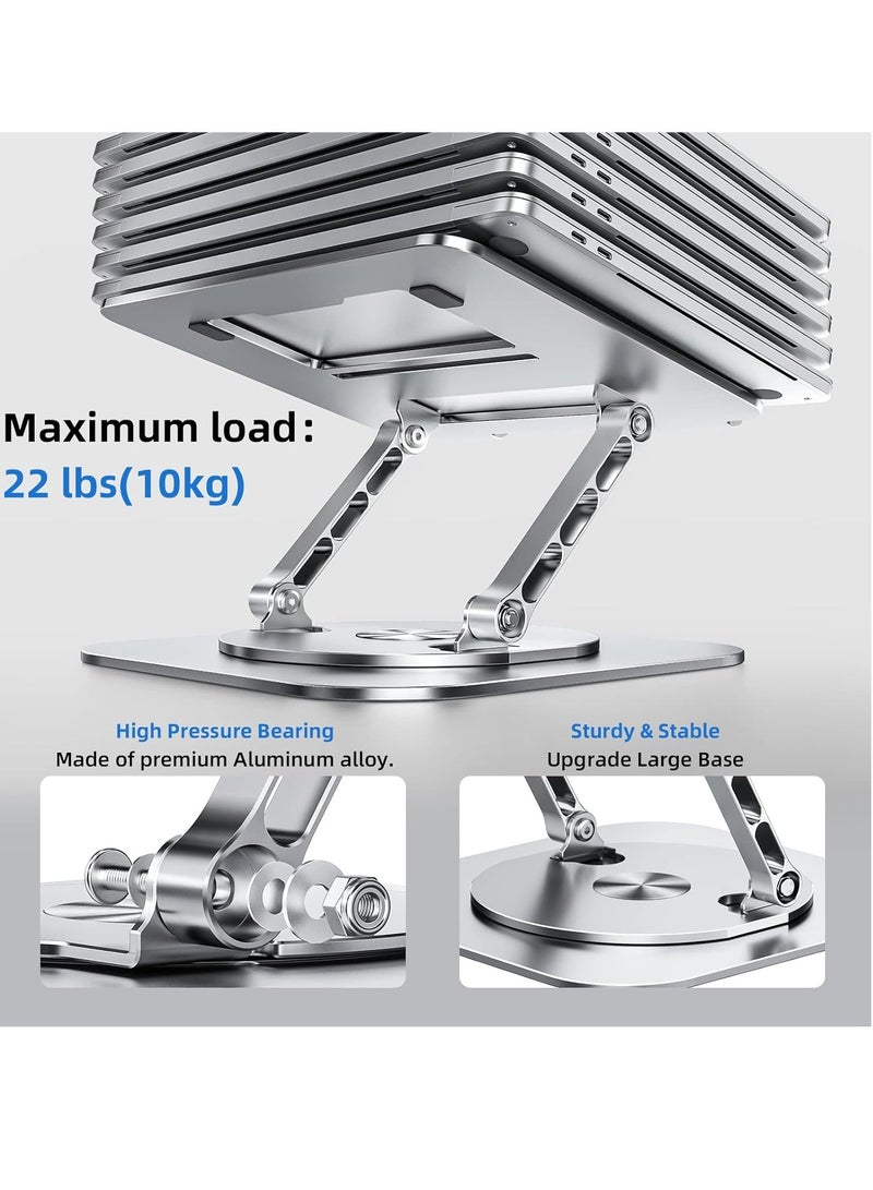 Adjustable Laptop Stand for Desk Ergonomic Laptop with 360 Degree Rotating Base Folding Notebook Compatible with Mac Air Pro Dell XPS and More 10-17 Inch Laptops Silver - Image 5