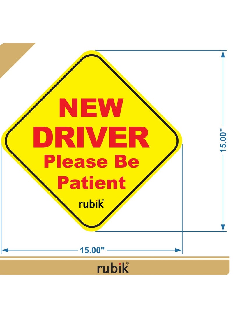 Rubik ملصق علامة السيارة للسائقين الجدد مغناطيسي، سائق جديد يرجى التحلي بالصبر، عاكس للغاية قابل للإزالة وإعادة الاستخدام للسائقين المبتدئين (15x15 سم) أصفر/أحمر - Image 5