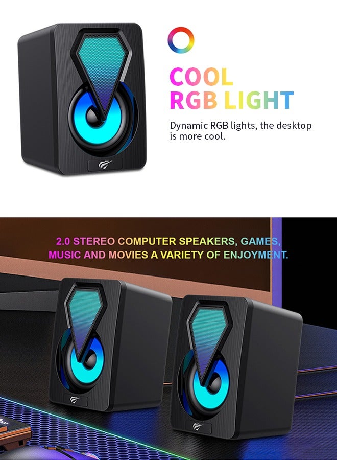 havit Multi-purpose Computer Speakers, USB Speakers with RGB Lighting Effects, Full-Range Audio, Suitable for PC, Laptops and Gamers  - Image 3