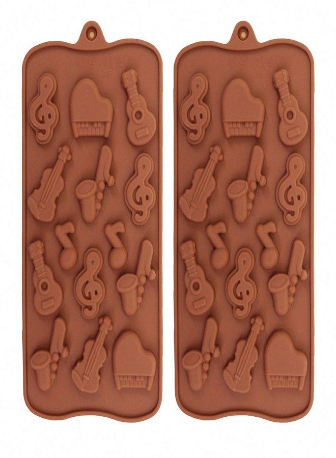 HiParty 2Pcs Musical Instrument Silicone Chocolate Mold Music Note Bass Guitar Piano Saxophone Shape Candy Mini Soap Crayon Melt Mould Ice Cube Trays - Image 1