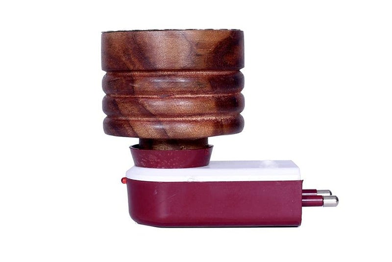 Revwd Kapoor Dani Electrical Camphor Diffuser. Glass Kapoor Dani & Essential Oil Diffuser with On Off Switch to Toggle Between Burner & Lamp (Wooden) - Image 1