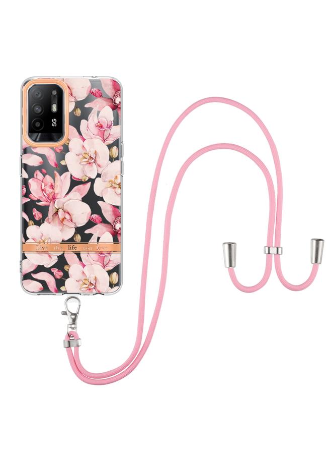 S-TOP Case For OPPO A94 5G Flowers Series TPU Phone Case with Lanyard - Image 2