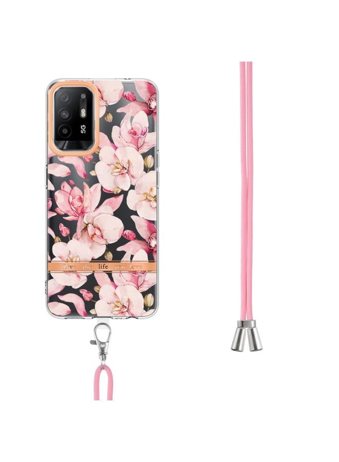 S-TOP Case For OPPO A94 5G Flowers Series TPU Phone Case with Lanyard - Image 3