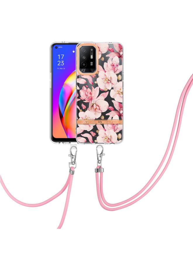S-TOP Case For OPPO A94 5G Flowers Series TPU Phone Case with Lanyard - Image 1